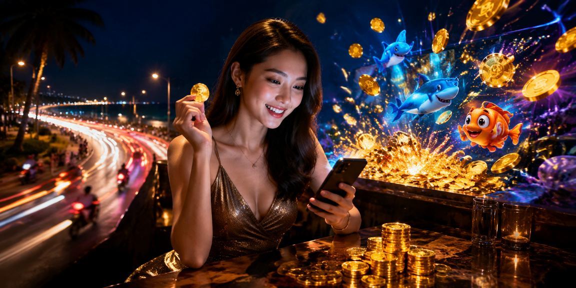Người chơi trải nghiệm casino trực tuyến trên điện thoại tại bãi biển Mũi Né